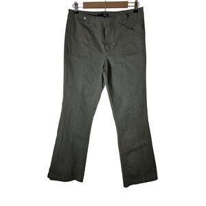 1822 DENIM Olive Green Pocket Flare Retro High Rise Light Stretch Jeans SZ 12